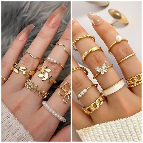 36 PC Gold Plated Jewelry Set with 4 Necklace, 11 Bracelet, 7 Ear Cuffs Earring, - Picture 4 of 8